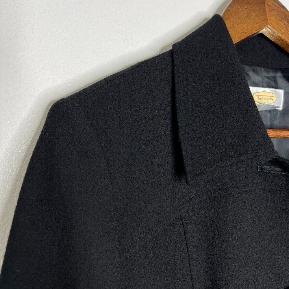 Talbots Women's Black Wool Blend Button Front Jacket 10 Classic Career Style